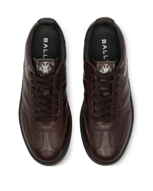 Bally Brown Retro Crest Leather Sneakers for men