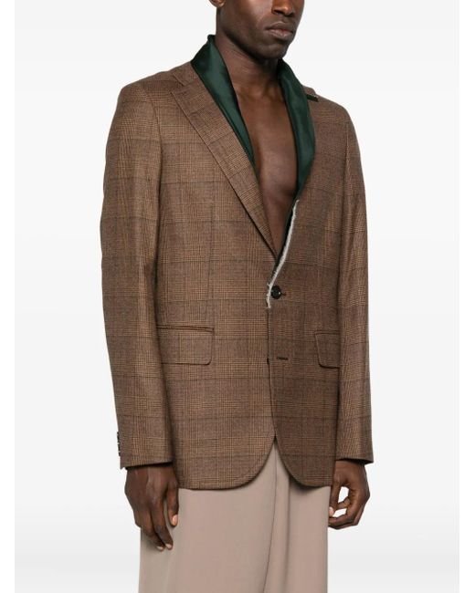 Kolor Brown Checked Single-Breasted Blazer for men