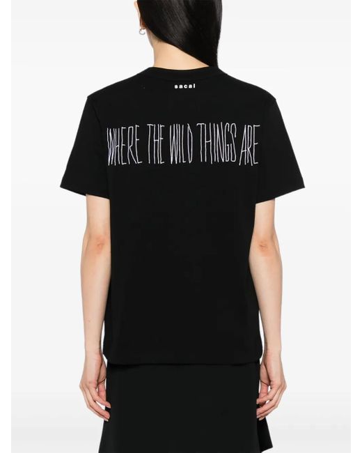 Sacai プリント Tシャツ Black