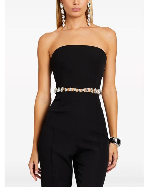 retroféte Black Glenda Crystal-Embellished Bandeau Jumpsuit
