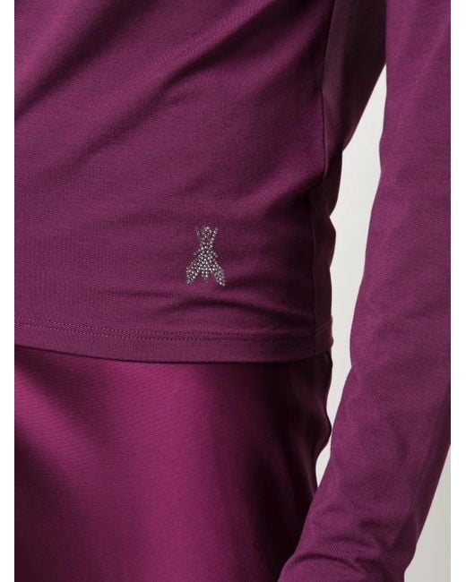 Patrizia Pepe Purple Rhinestone-Embellished Jersey Sweatshirt