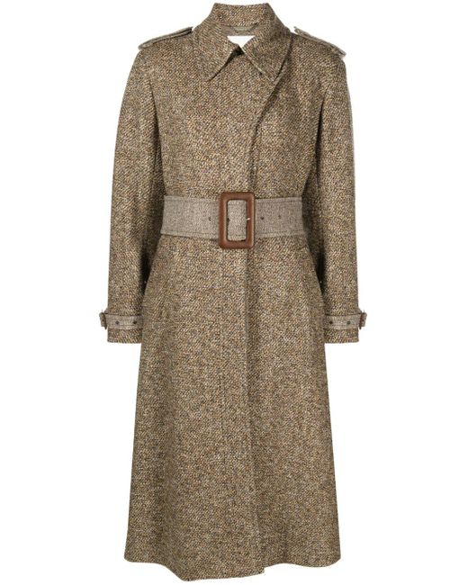 Chloé Natural Belted Wool-blend Tweed Coat
