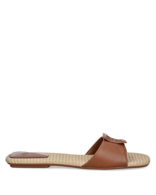 ARMANI EXCHANGE Brown Pantoletten mit Logo-Schild