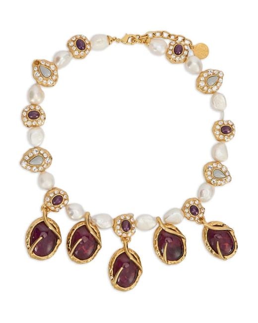 Collar con apliques de gema Roberto Cavalli de color Metallic