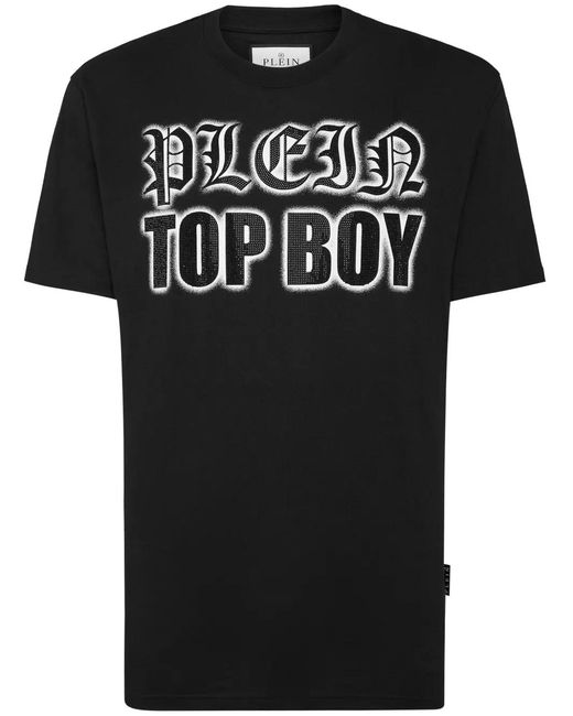 Philipp Plein Black Crystal-Embellished Cotton T-Shirt for men