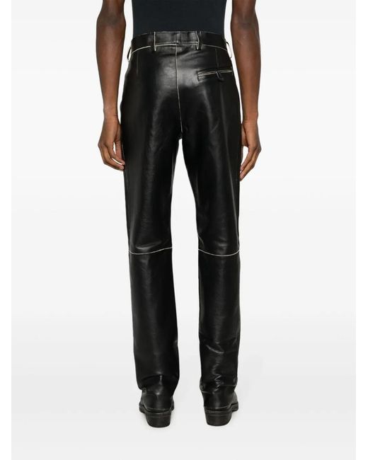 Martine Rose Black Straight-Leg Leather Trousers