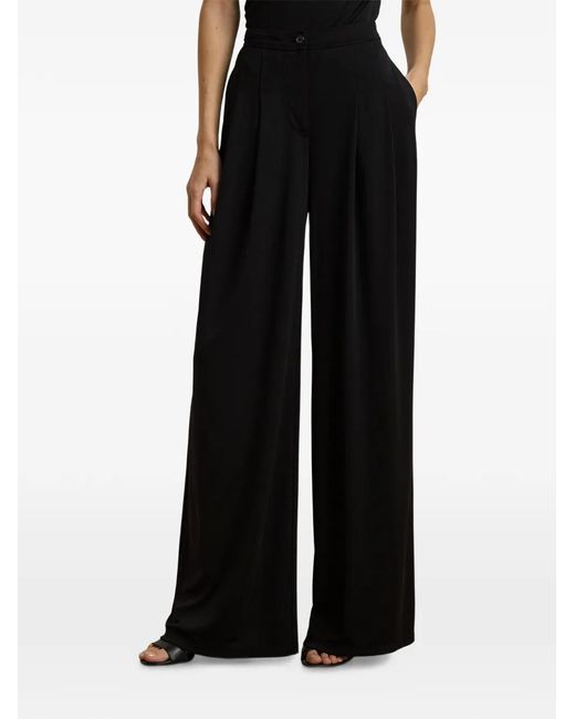 Ralph Lauren Black Pleated Wide-Leg Trousers