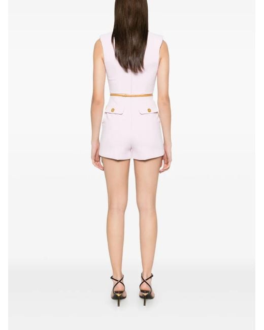 Elisabetta Franchi Pink Double-Breasted Crepe Playsuit