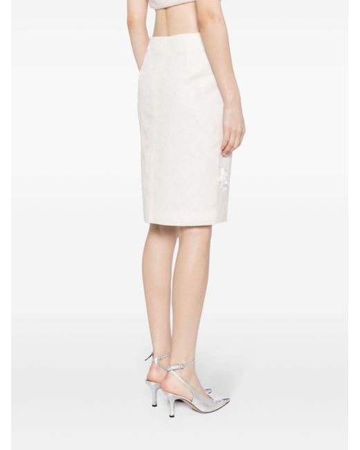 ShuShu/Tong White Floral-appliqué Knee-length Skirt