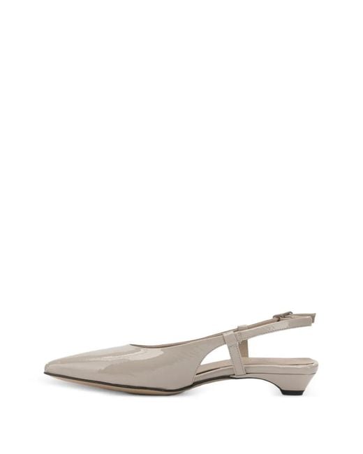Pomme D ́Or White Greta Patent Leather Slingback Pumps