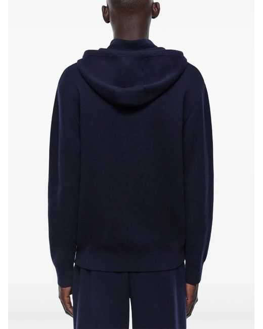 Fursac Blue Buttoned Knitted Hoodie for men