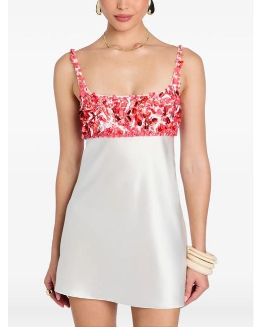 retroféte White Robe Courte Winifred À Sequins