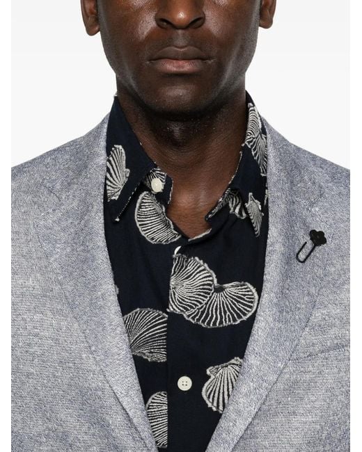 Lardini Gray Single-Breasted Buttoned Blazer for men
