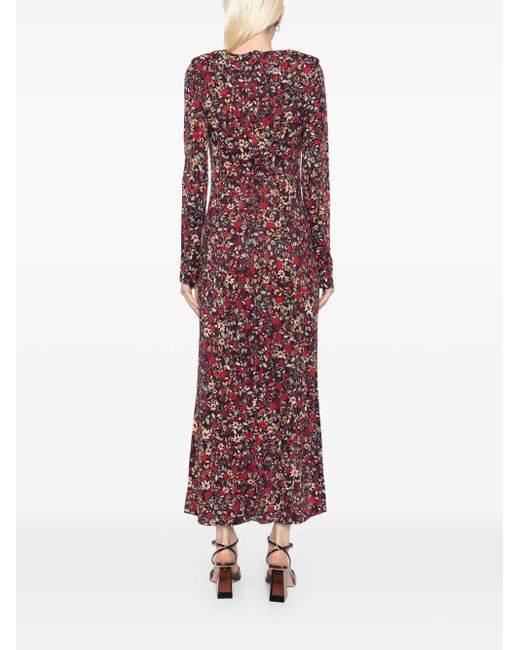 Farm Rio Midi-Jurk Met Lange Mouwen in het Red