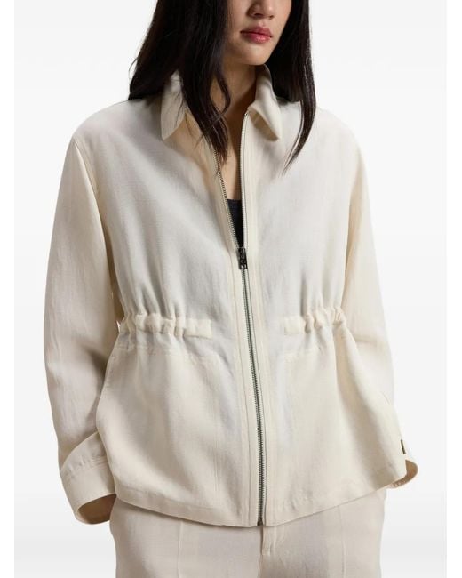 Woolrich White Drawstring Zip Overshirt