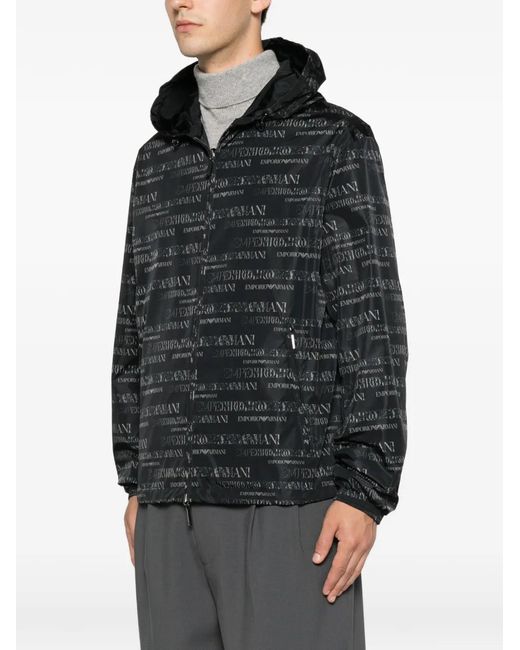 Emporio Armani Black Veste Réversible À Motif De Logo for men