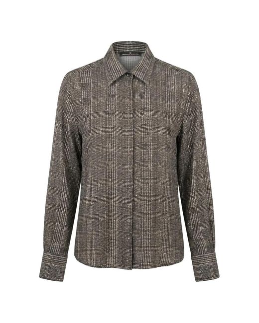 Ermanno Scervino Gray Prince Of Wales-Check Long-Sleeve Shirt