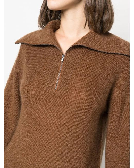 Vince Brown Half-Zip Pullover Jumper