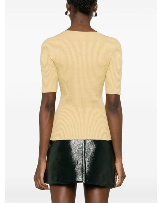 Courreges Natural Solar Logo-patch Ribbed Top