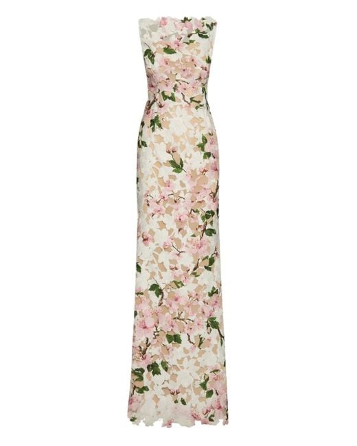 Robe En Soie Oscar de la Renta en coloris Metallic
