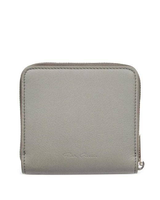Rick Owens Gray Zip-Around Leather Wallet