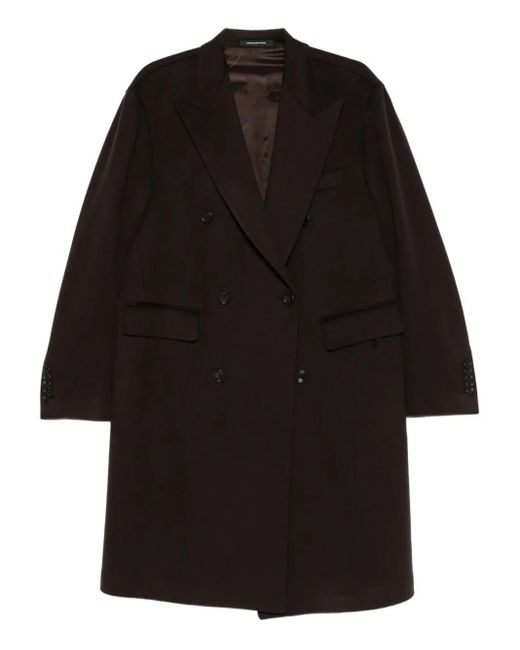 Tagliatore Black Double-Breasted Pocket Coat for men