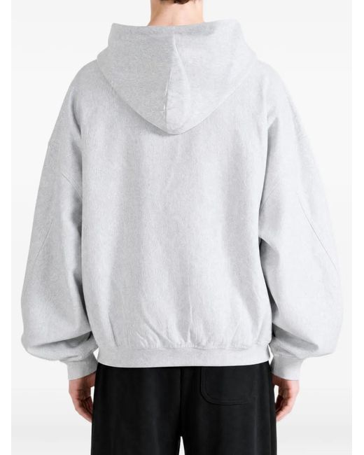 Alexander Wang White Zip-Up Dropped-Shoulder Hoodie