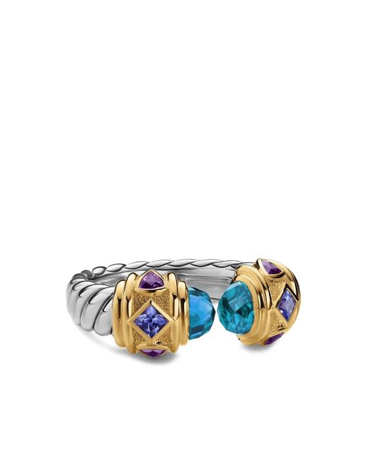 Anillo Renaissance en oro amarillo de 14 ct y plata de ley con gemas David Yurman de color Blue