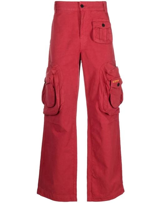 Heron Preston Red Logo-Patch Cargo Trousers for men