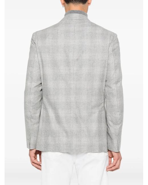 Eleventy Gray Checked Single-Breasted Blazer for men