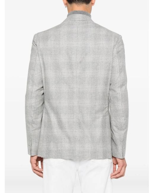 Eleventy Gray Checked Single-Breasted Blazer for men