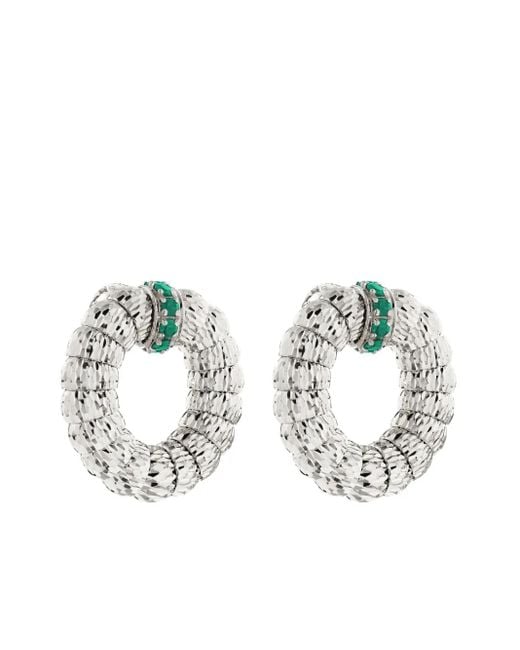 Officina Bernardi Metallic 18Kt Enigma Emerald Hoop Earrings