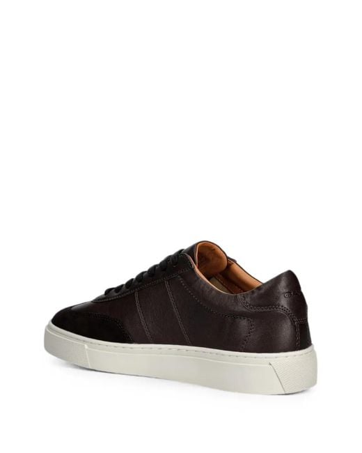 Gant Black Leather Suede-Panelled Sneakers for men