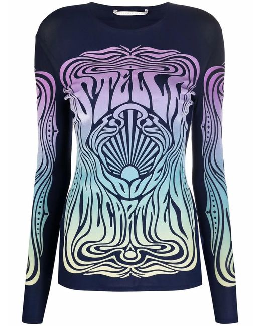 Stella McCartney Blue Panelled Abstract-Print Top