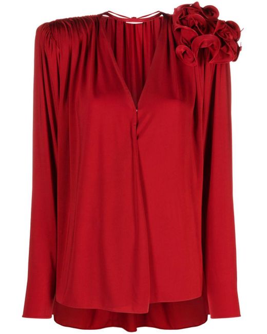 Blusa con apliques florales Magda Butrym de color Red