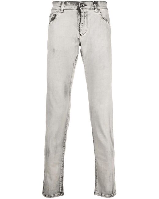 Dolce & Gabbana Gray Bleached Slim-fit Jeans for men