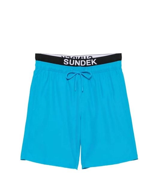 Sundek Blue Short De Bain À Taille Logo for men