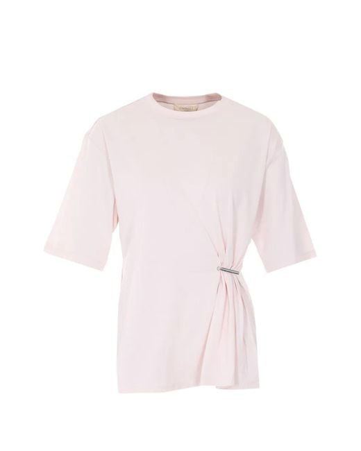 Twinset Pink Logo-Plaque T-Shirt