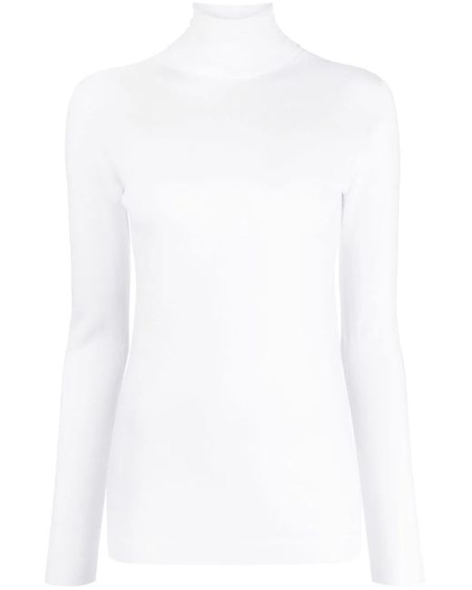 Fabiana Filippi White Ribbed Roll-Neck Jumper