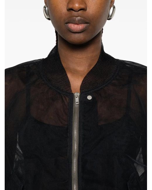 Rick Owens Black Sheer Zip-Up Jacket