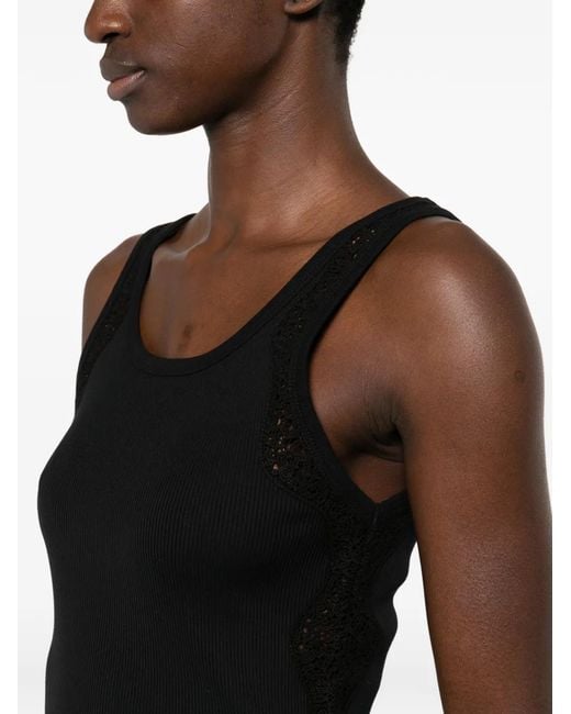 Sandro Black Lace-Trim Tank Top