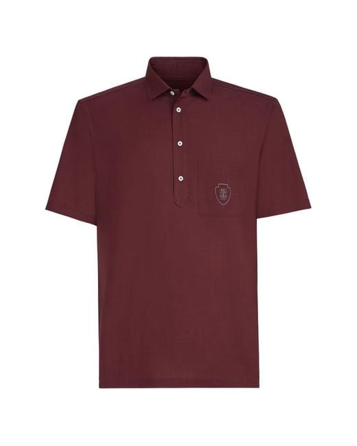 Brunello Cucinelli Red Logo-Detail Polo Shirt for men