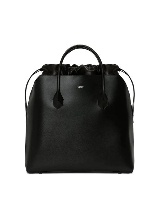 AU DEPART Black Denain Drawstring-Top Tote Bag for men