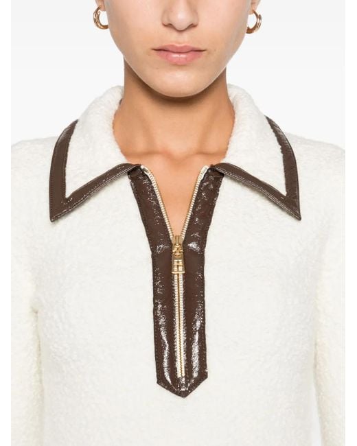 Elisabetta Franchi White Zip-Front Collar Sweater