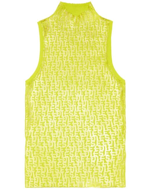 DIESEL Yellow M-Egeo Monogram-Print Cotton Tank Top