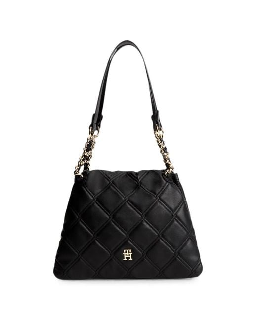 Tommy Hilfiger Black Sac Cabas À Design Matelassé