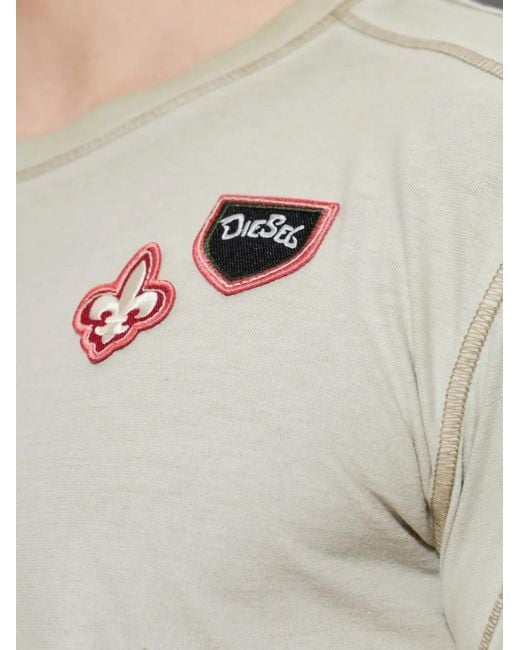 DIESEL White Patch-Detail Long-Sleeve T-Shirt for men