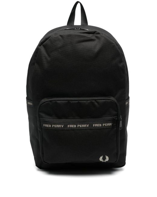 Fred Perry Black Embroidered-logo Backpack for men