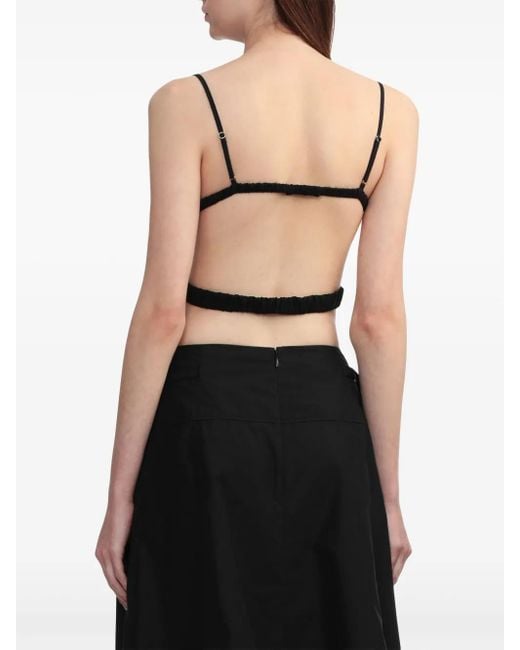3.1 Phillip Lim Black Open-Back Ruched Crop Top