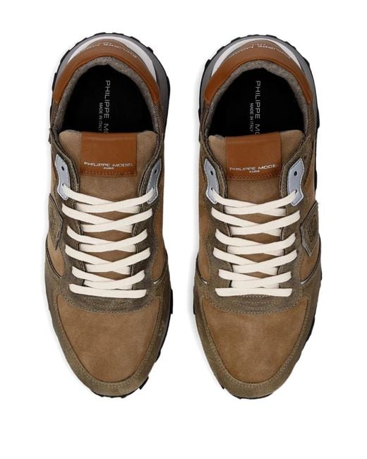 Philippe Model Brown Tropez Haute Suede-Panelled Sneakers for men